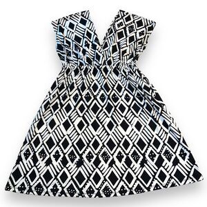 J Valdi Womens Swimwear Swimsuit Coverup Empire Waist Geo Print Pullover Large